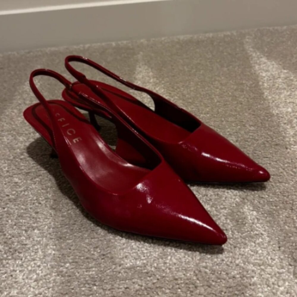 Red Kitten Slingback Office Heels